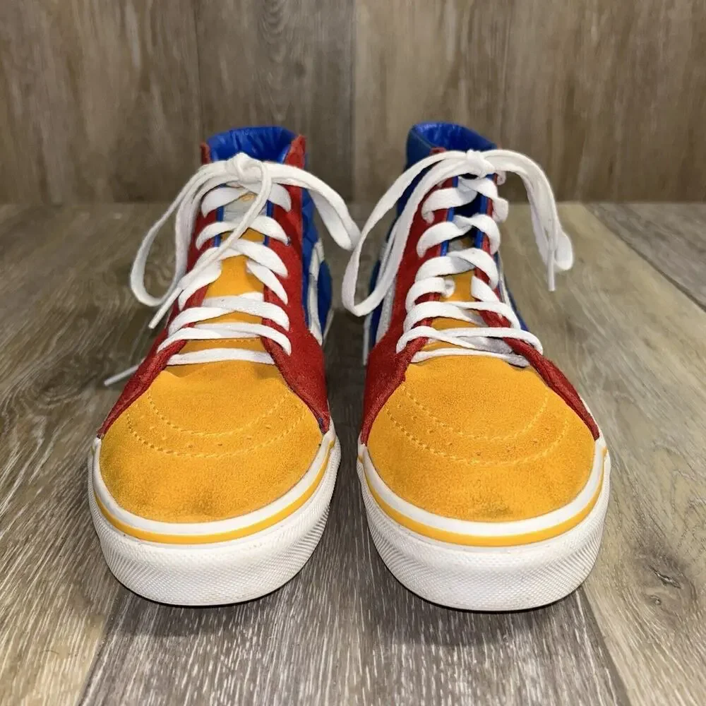 Vans Sk8-Hi Pro Classics Red Yellow Blue Green Suede Skate Shoes Youth US Size 5